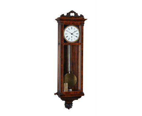 Y&nbspA RARE BIEDERMEIER VIENNA ROSEWOOD MINIATURE 'DACHLUHR' WALL TIMEPIECE UNSIGNED, VIENNA, CIRCA 1840 The four pillar sin