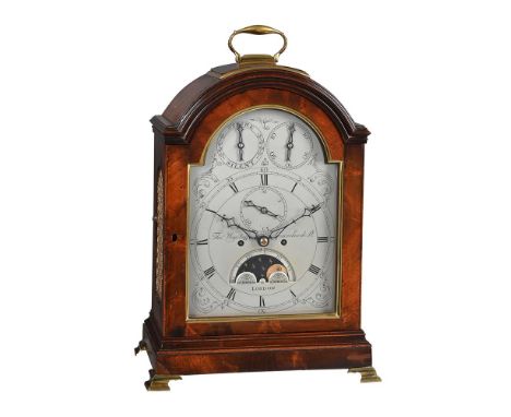 A GEORGE III BRASS MOUNTED MAHOGANY TABLE/BRACKET CLOCK WITH MOONPHASETHAMAS WAGSTAFF, LONDON, CIRCA 1785The five pillar twin