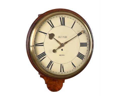 A GEORGE III MAHOGANY FUSEE DIAL TIMEPIECE WITH SIXTEEN-INCH WOODEN DIALTHE DIAL INSCRIBED FOR J. AND T. FARR, BRISTOL, LATE 