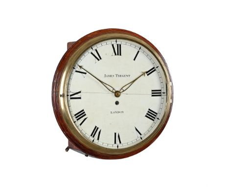 A FINE GEORGE III WOODEN-DIALLED FUSEE WALL DIAL TIMEPIECE WITH PROVENANCE TO SOMERSET HOUSEJAMES TREGENT, LONDON, CIRCA 1800