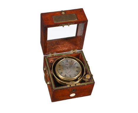 Y&nbspAN EARLY VICTORIAN MAHOGANY CASED SMALL TWO-DAY MARINE CHRONOMETER CHARLES FRODSHAM, LONDON, CIRCA 1840 The circular fo