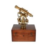 AN EARLY VICTORIAN LACQUERED BRASS THEODOLITE