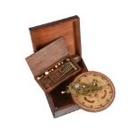 A FINE REGENCY LACQUERED BRASS AND MAHOGANY ‘PORTABLE ORRERY’ AND TELLURIAN