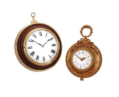 A MAHOGANY AND BRASS SEDAN TIMEPIECEUNSIGNED, THE DIAL AND CASE EARLY 19th CENTURY, WITH LATER SWISS EIGHT-DAY MOVEMENTThe fr