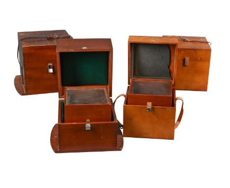 A GROUP OF FOUR MAHOGANY BOXES FOR EIGHT-DAY MARINE CHRONOMETERS TOGETHER WITH GUARD CASESEX THOMAS MERCER, ST. ALBANS, THIRD