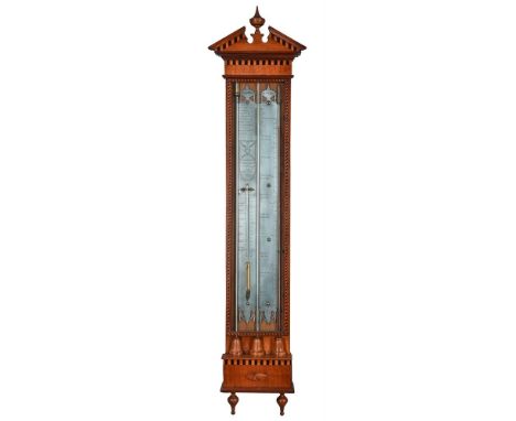 A DUTCH INLAID MAHOGANY MERCURY CONTRA-BAROMETER ANTONIO PEIA, AMSTERDAM, CIRCA 1800The two-section urn surmount-outlined pew