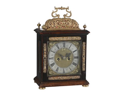 A WILLIAM III EBONISED 'BASKET TOP' QUARTER-REPEATING TABLE CLOCK HENRY ELLIOTT, LONDON, CIRCA 1695The six finned and latched