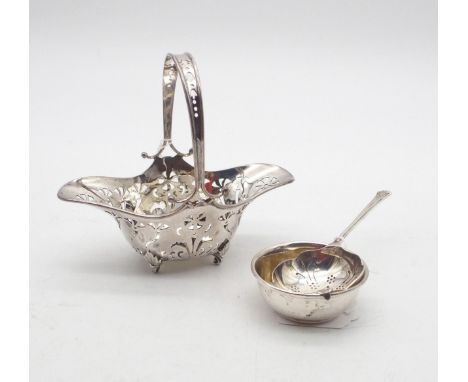 An Edwardian silver sugar basket, the body and handle with pierced Art Nouveau decoration, by James Deakin &amp; Sons, Sheffi