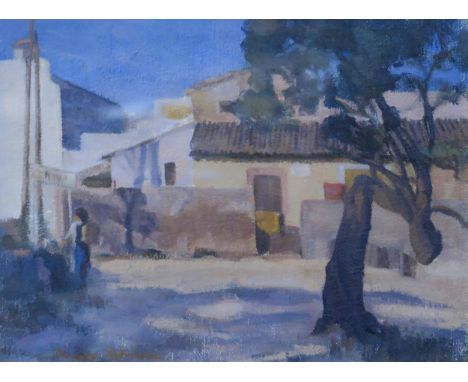 MARGARET ROBERTSON (SCOTTISH)&nbsp; THE SQUARE OF GENOVA&nbsp; Oil on canvas panel, signed lower left, 28 x 39cm&nbsp; Title 