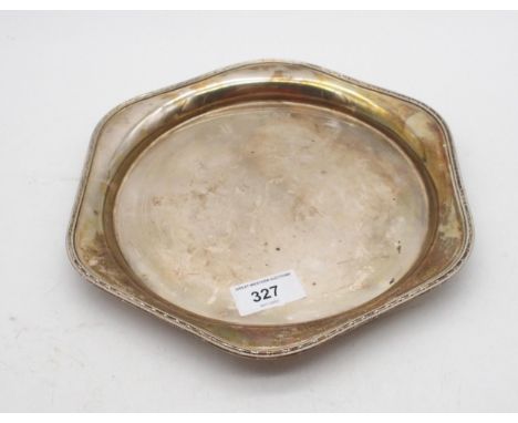 A George V silver dish, of shaped hexagonal form, with a moulded decorative border, by&nbsp;R F Mosley &amp; Co, Sheffield 19