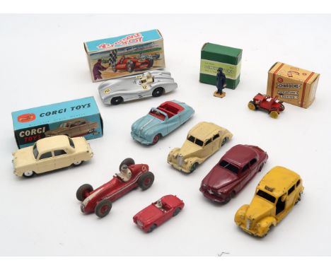 Assorted boxed and loose toy vehicles, to include a Crescent Toys No. 1284 Mercedes-Benz 2.5 Litre, a Corgi Toys 200 Ford Con