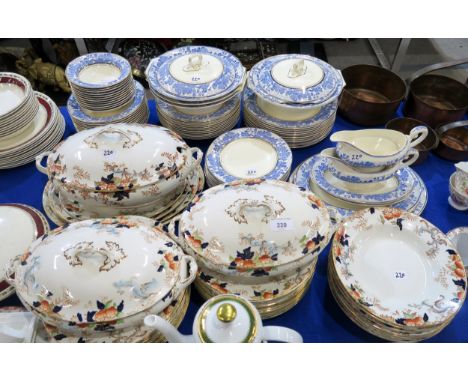 A Myott and Son Lynn pattern dinner service together with another in Ye Old Willow pattern Condition Report:Available upon re