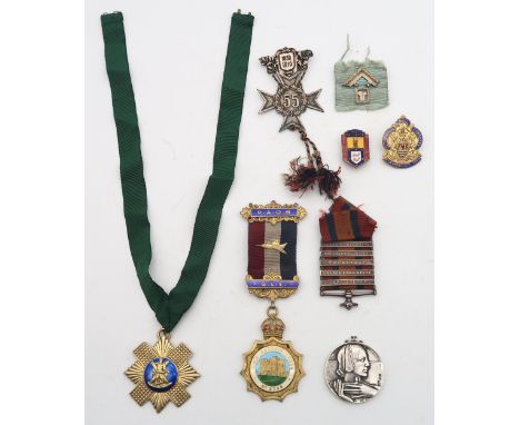 A silver-gilt medallion (possibly Royal Scots - Edinburgh, 1934), together with a silver-gilt and enamel Masonic medal for th