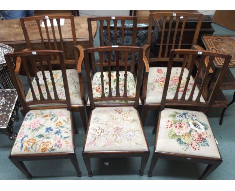 A lot of six Victorian mahogany tapestry seated dining chairs (6) Condition Report:Available upon request