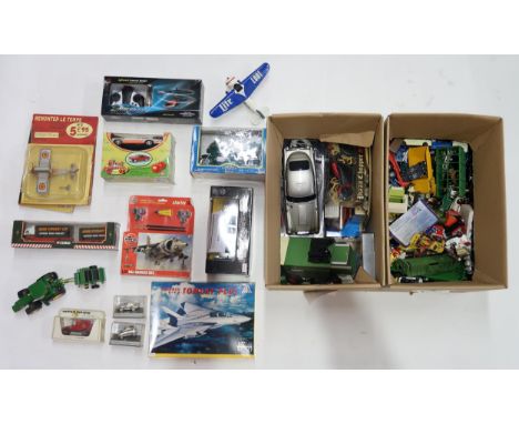 Two boxes of assorted boxed and loose toys, to include remote-control vehicles, diecast models by Models of Yesteryear, Corgi