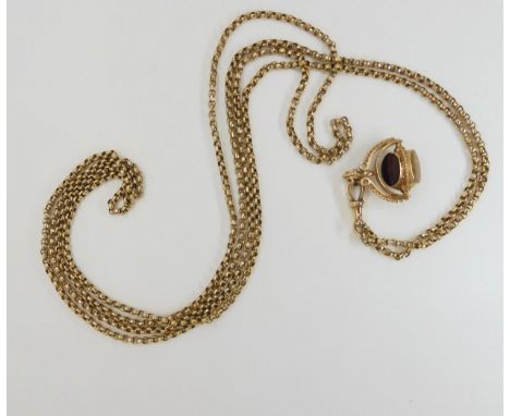 A 9ct gold vintage watch chain, with soldered on 9c tag, the lobster claw also stamped 9c, further stamped McG &amp; G. Toget