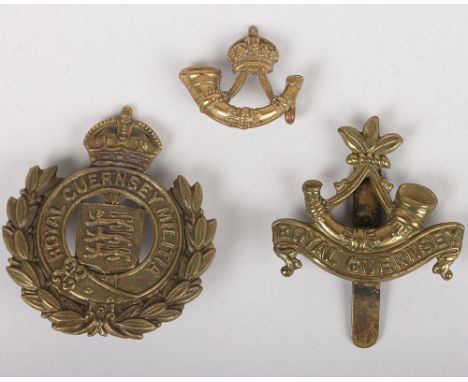 Scarce Royal Guernsey Militia Cap Badge, brass other ranks example with two lug fittings to the reverse. Crown replaced. Acco