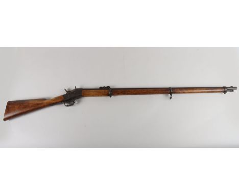 Swedish 12mm Remington Rolling Block Rifle for Stockholm, No.197, action stamped with crowned S 1870, breech also with crowne