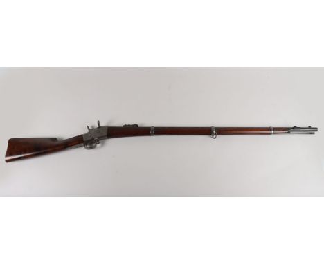 Remington Rolling Block Rifle, frame stamped 1867 and 1879 (repeated on stock and barrel), ramped ladder rearsight (an additi
