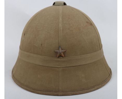 WW2 Japanese Army Officers Tropical Sun Helmet, fine example of the lightweight cloth covered panel sun helmet as worn by Imp