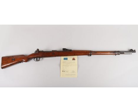 Deactivated Imperial German Gewehr 98 Bolt Action Rifle, manufactured by Spandau, dated 1902. Various acceptance stamps. Orig