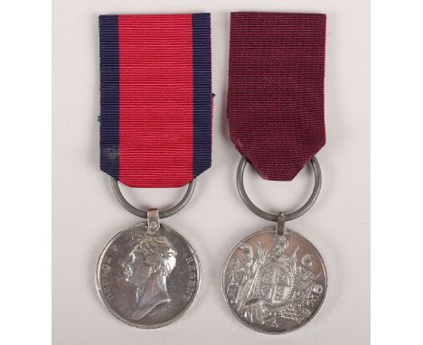A Fine Battle of Waterloo and Long Service Medal Pair to the 59th (2nd Nottinghamshire) Regiment, Waterloo medal, “SERJ. RICH