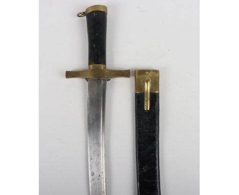 Unusual Continental Infantrymans Side Arm, Possibly Scandinavian, curved single edge 59cms blade cut with a single narrow ful