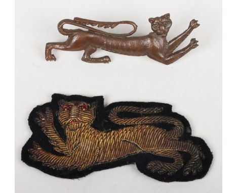 Channel Islands Royal Guernsey Militia (Light Infantry) Officers Collar Badges, consisting of bronze OSD type and bullion emb