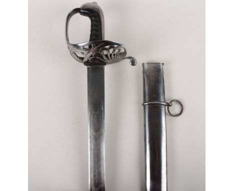 Scarce 1796 Pattern Heavy Cavalry Officers Undress Sword, broad straight single edge blade 89cms with hatchet point, etched w