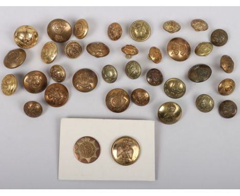 British Cavalry Regiment Buttons, Officers’ include scarce gilt flat Kings Dragoon Guards c1770-1800 per Parkyn, 26 mm diamet