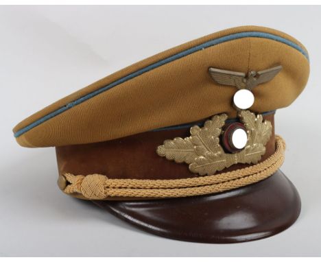 Third Reich NSDAP Political Leaders Ortsgruppen Peaked Cap, good example of the tan cloth peaked cap for an NSDAP political l