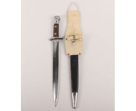 Model 1888 Lee Metford Bayonet, good example with two piece wooden grips with two brass rivets and oil hole to the pommel. Sh