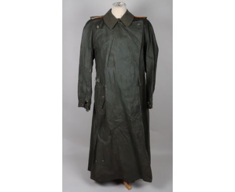 WW2 German Army (Heer) Motorcyclist Overcoat, worn condition of the rubberized overcoat as worn by motorcyclists and famously