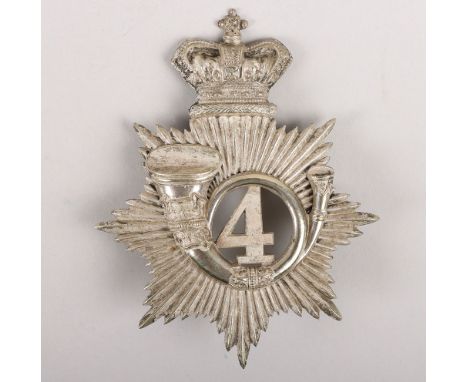 Victorian 4th Admin Battalion West Yorkshire Rifle Volunteers Officers Shako Badge, fine example of a silvered officers shako