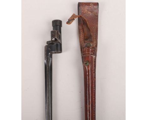 Russian Mosin Nagent M-1891/30 with Modification to Fit the M-28 Rifle, in brown leather scabbard (damaged at chape) with fix