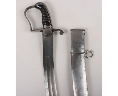 Unusual Bespoke Cavalry Officers Short Sabre, early 19th century, broad sharply curved single edge blade 65.5cms cut with a p