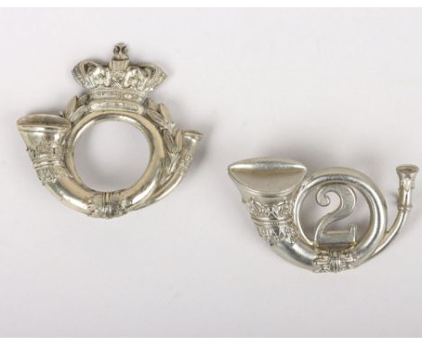 2nd Isle of Wight Rifle Volunteers Glengarry Badge, white metal other ranks glengarry badge in form of French horn with ‘2’ t