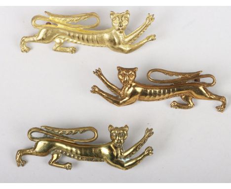 3x Royal Guernsey Militia (Light Infantry) Collar Badges, being brass examples with lug fittings to the reverse. (3 items) 