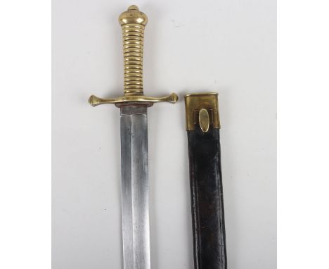Unusual Continental Infantrymans Sidearm, broad straight single edge blade 64cms struck with maker’s mark a crowned shield, a