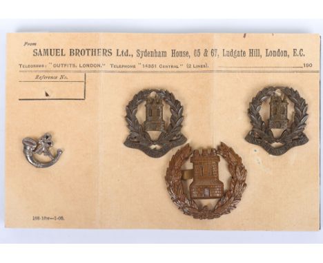 Regimentally Important Isle of Wight Rifles Forage Cap Badge and Collar Badges 1902-08 on Retailers Card Belonging to Colonel