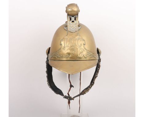 1930’s British London County Council London Fire Brigade Merryweather Brass Fire Helmet, good original untouched example of t