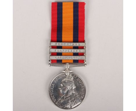 Queens South Africa Medal to the Royal Army Medical Corps, medal with clasps Cape Colony, Paardeberg and Transvaal, impressed