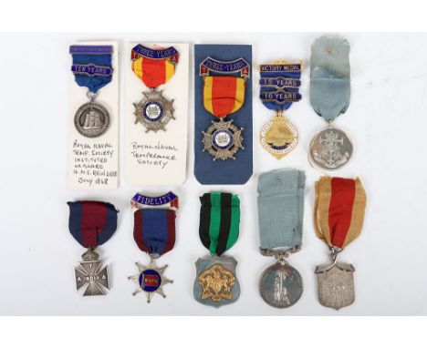 A Collection of Temperance Medals, 5 to the Royal Naval Temperance Associations and 5 for the Army (including some to Indian 