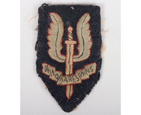 Rare Attributed WW2 Special Air Service (S.A.S) Beret Badge of Major R H Branson, fine example of a wartime embroidered winge
