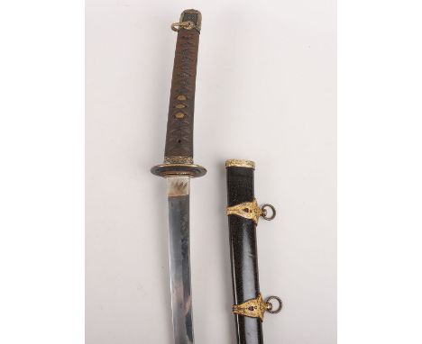 Good Japanese WW2 Naval Officers Sword Katana, blade 66.9cms, signed with 4 characters and struck with the Seki Arsenal stamp
