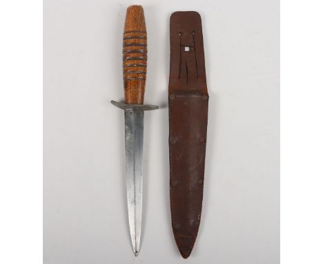 British Wooden Grip Commando Knife, good used example of a wooden grip commando knife, which some believed issued to troops i