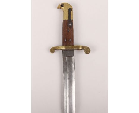 Swedish M-1867 Remington Bayonet, for the 12.17mm Rifle, brass pommel and cross guard with muzzle ring. Regimental stampings 