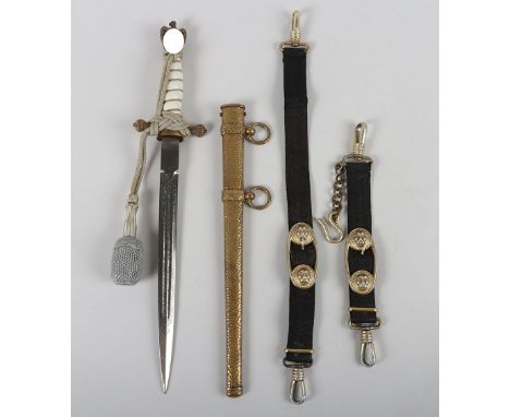 WW2 German Kriegsmarine Officers Dress Dagger with Straps and Portepee by Paul Weyersburg & Co, Solingen, good example of a K