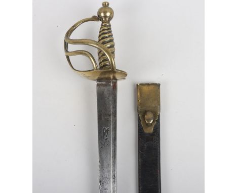 English Infantrymans Militia Hanger c.1780, regulation slightly curved single edge blade 63cms stamped with the mark of Samue