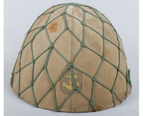WW2 Imperial Japanese Naval Landing Forces (Marines) Combat Helmet with Cover and Camouflage Net, superb example of an origin